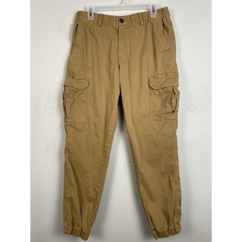Bearbottom Cargo Joggers Men Large 32 Tan Khaki Brown Stretch Pants Outdoor READ - Picture 2 of 8